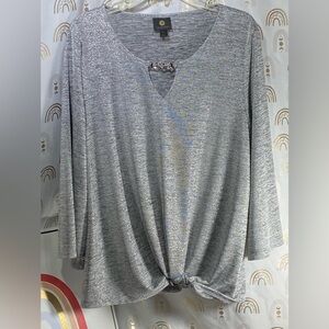 JM Collection Glittering Gray Knot Blouse